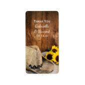 Cowboy Pet Sunflower Barn Wood Weddenschap Etiket (Voorkant)
