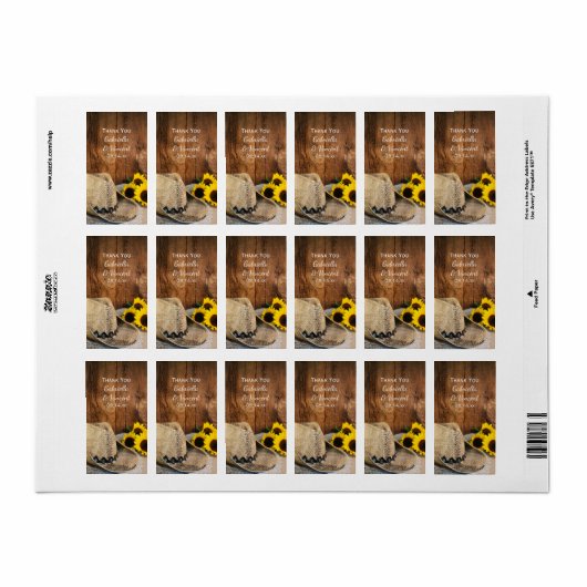 Cowboy Pet Sunflower Barn Wood Weddenschap Etiket (Full Sheet)