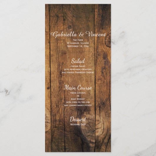 Cowboy Pet Sunflower Barn Wood Weddenschap Menu (Achterkant)