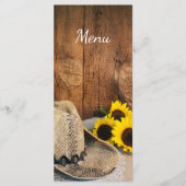 Cowboy Pet Sunflower Barn Wood Weddenschap Menu (Voorkant)