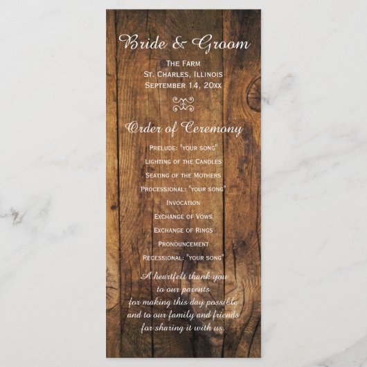 Cowboy Pet Sunflower Barn Wood Weddenschap Programmakaart (Achterkant)