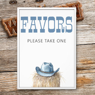 Cowboy Pet Western blauw Baby shower gunstteken Foto Afdruk