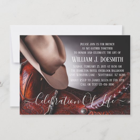 Cowboy Pet zadel begrafenis herdenkingsdienst Kaart (Voorkant)