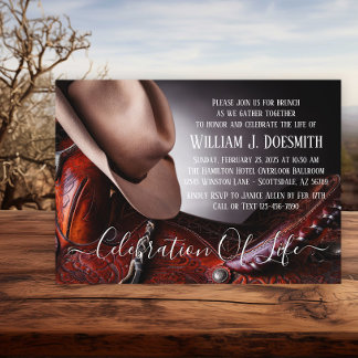 Cowboy Pet zadel begrafenis herdenkingsdienst Kaart