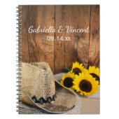 Cowboy Pet, zonnebloemen, Barn Wood Country Wedden Notitieboek (Voorkant)
