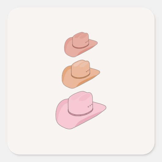 Cowboy-Petten Vierkante Sticker (Voorkant)