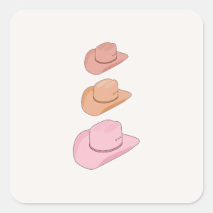Cowboy-Petten Vierkante Sticker
