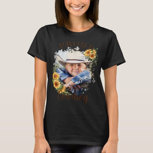 Cowboy Photo Text Sunflower Accent T Shirt (Voorkant)