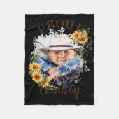 Cowboy Photo Text Sunflower Accent T Shirt  Fleece Deken (Voorkant)