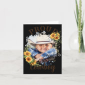 Cowboy Photo Text Sunflower Accent T Shirt  Kaart (Voorkant)
