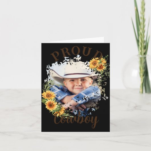 Cowboy Photo Text Sunflower Accent T Shirt  Kaart (Voorkant)