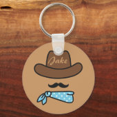 Cowboy Pictogram met Mustache Persoonlijke Sleutel Sleutelhanger (Voorkant)