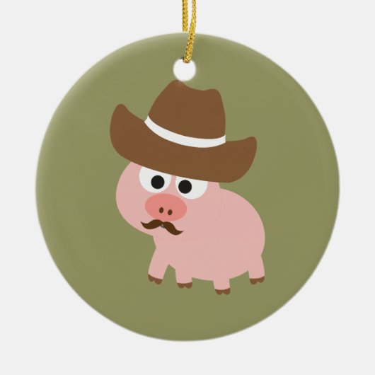 Cowboy Pig Keramisch Ornament (Voorkant)