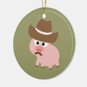 Cowboy Pig Keramisch Ornament (Links)