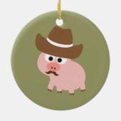Cowboy Pig Keramisch Ornament (Achterkant)