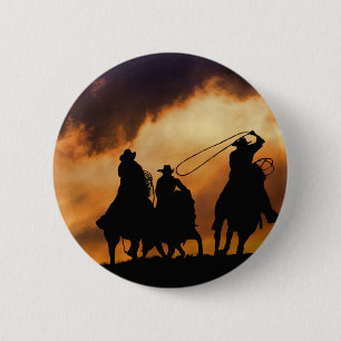 Cowboy Pin of Badge Ronde Button 5,7 Cm