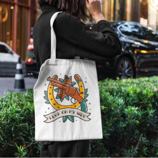 Cowboy Pistool en Hoefijzer Tote Bag