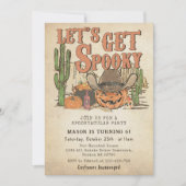 Cowboy pompoen Halloween Verjaardag Lets Get Spook Kaart (Voorkant)