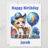 Cowboy Pony 1-jarige Kaart (Voorkant)