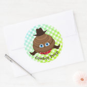 Cowboy Poop Emoji Ronde Sticker (Envelop)