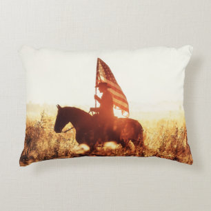 Cowboy Portret USA Vlag Thema. Accent Kussen