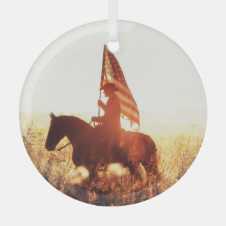 Cowboy Portret USA Vlag Thema. Glas Ornament