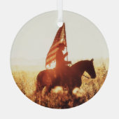 Cowboy Portret USA Vlag Thema. Glas Ornament (Achterkant)