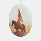 Cowboy Portret USA Vlag Thema. Glas Ornament (Voorkant links)