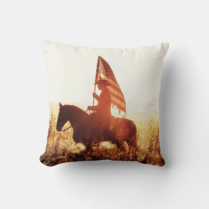 Cowboy Portret USA Vlag Thema. Kussen