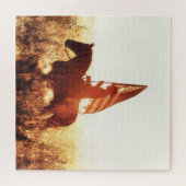 Cowboy Portret USA Vlag Thema. Legpuzzel (Horizontaal)