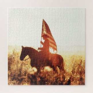 Cowboy Portret USA Vlag Thema. Legpuzzel