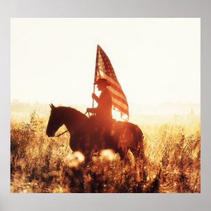 Cowboy Portret USA Vlag Thema. Poster