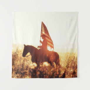 Cowboy Portret USA Vlag Thema. Wandkleed