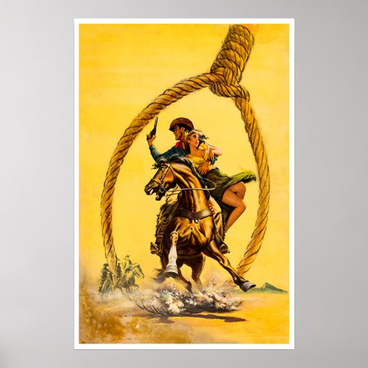 Cowboy Poster Western Outlaw Kunst Pistool Strijde (Voorkant)