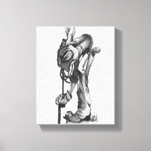 cowboy-potlood tekencanvas canvas afdruk