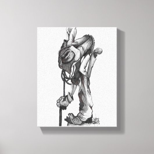 cowboy-potlood tekencanvas canvas afdruk (Voorkant)