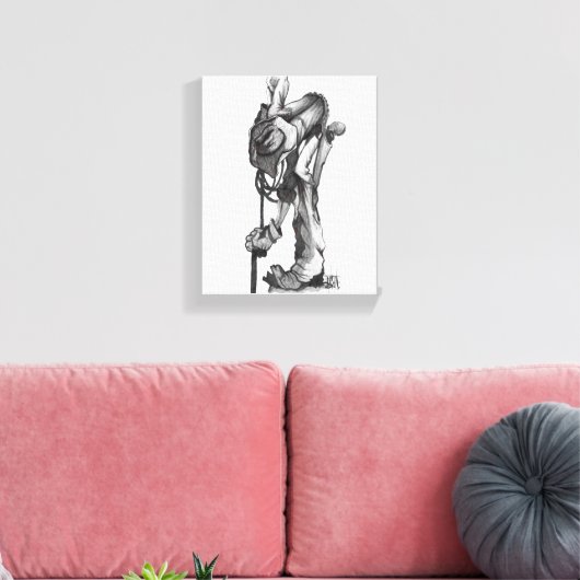cowboy-potlood tekencanvas canvas afdruk (Insitu (Woonkamer))