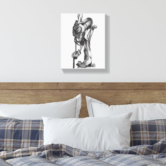 cowboy-potlood tekencanvas canvas afdruk (Insitu (Slaapkamer))