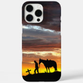Cowboy Prayer Silhouette iPhone Case (Achterkant)