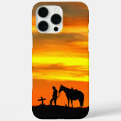 Cowboy Prayer Silhouette iPhone Case (Achterkant)