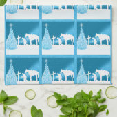 Cowboy Praying Snow Scene Western Kerstmis Theedoek (Gevouwen)