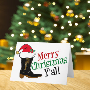 Cowboy Prettig Kerstfeest Y'all Feestdagen Kaart