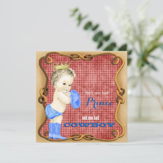 Cowboy Prince Baby shower Kaart (Staand voorkant)