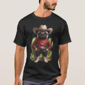Cowboy Pug Dog Funny Westerne Outfit Red Pug Cowbo T-shirt (Voorkant)