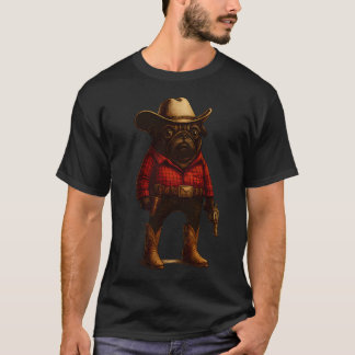 Cowboy Pug Hond Grappige Western Outfit Rode Pug C T-shirt