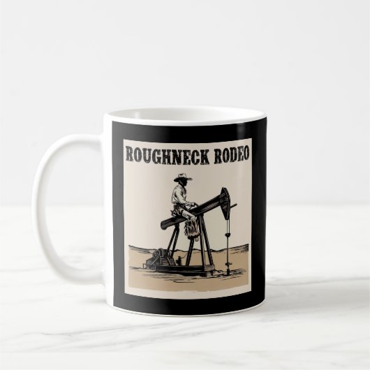 Cowboy Pump Jack Rodeo Design, Western Olieveld Koffiemok (Links)