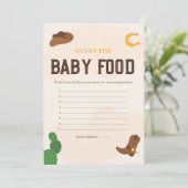Cowboy Raad de Baby Food Baby shower Game Kaart (Staand voorkant)