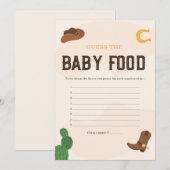 Cowboy Raad de Baby Food Baby shower Game Kaart (Voorkant / Achterkant)