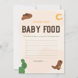 Cowboy Raad de Baby Food Baby shower Game Kaart