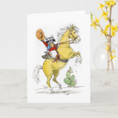 Cowboy Raccoon Happy Birthday! Kaart (Gele Bloem)